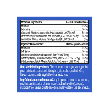 Image showing the ingredients for OLLY Extra Strength Sleep.